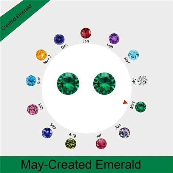 May 18k White Gold Emerald Birthstone Diamond Halo Stud Earrings S925 Gem Gift - Picture 4 of 5